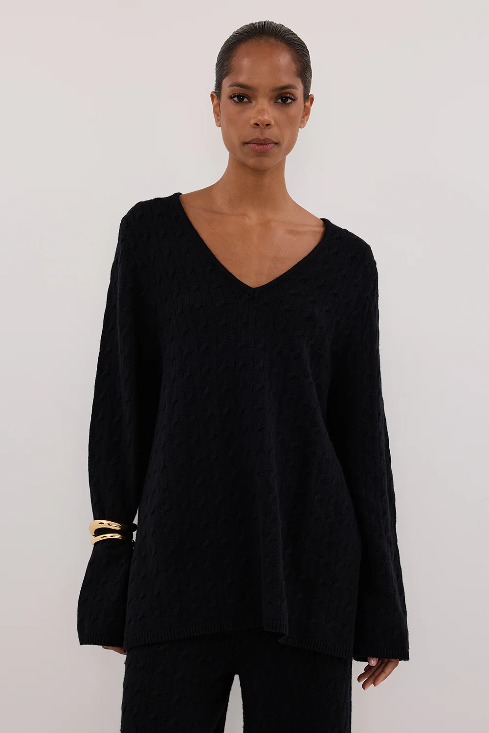 MAREN BLACK CABLE KNIT JUMPER - Yukikoi