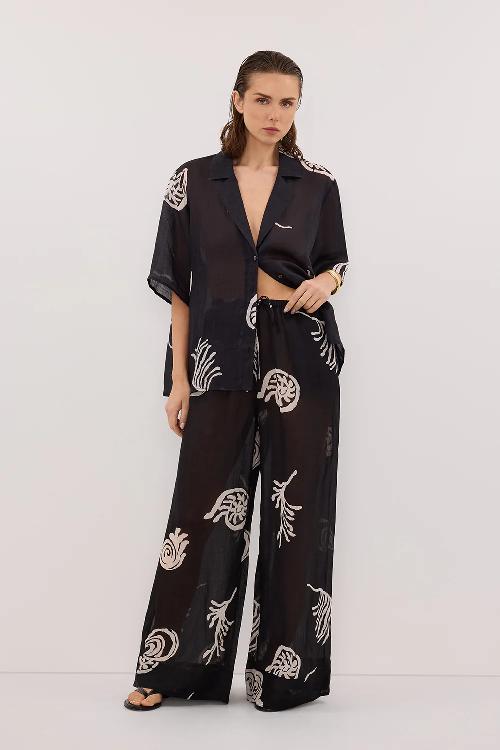 POSITANO BLACK RAMIE SHIRT - Yukikoi