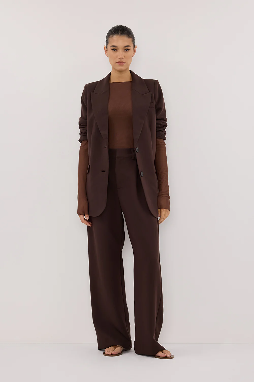 NYRA CHOC LONG SLEEVE MESH TOP - Yukikoi