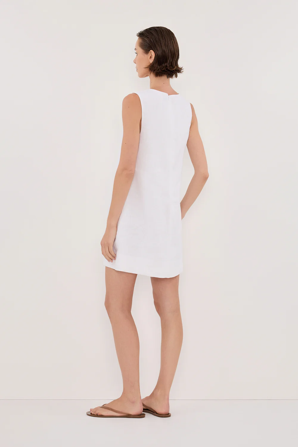LOTUS WHITE LINEN MINI DRESS - Yukikoi