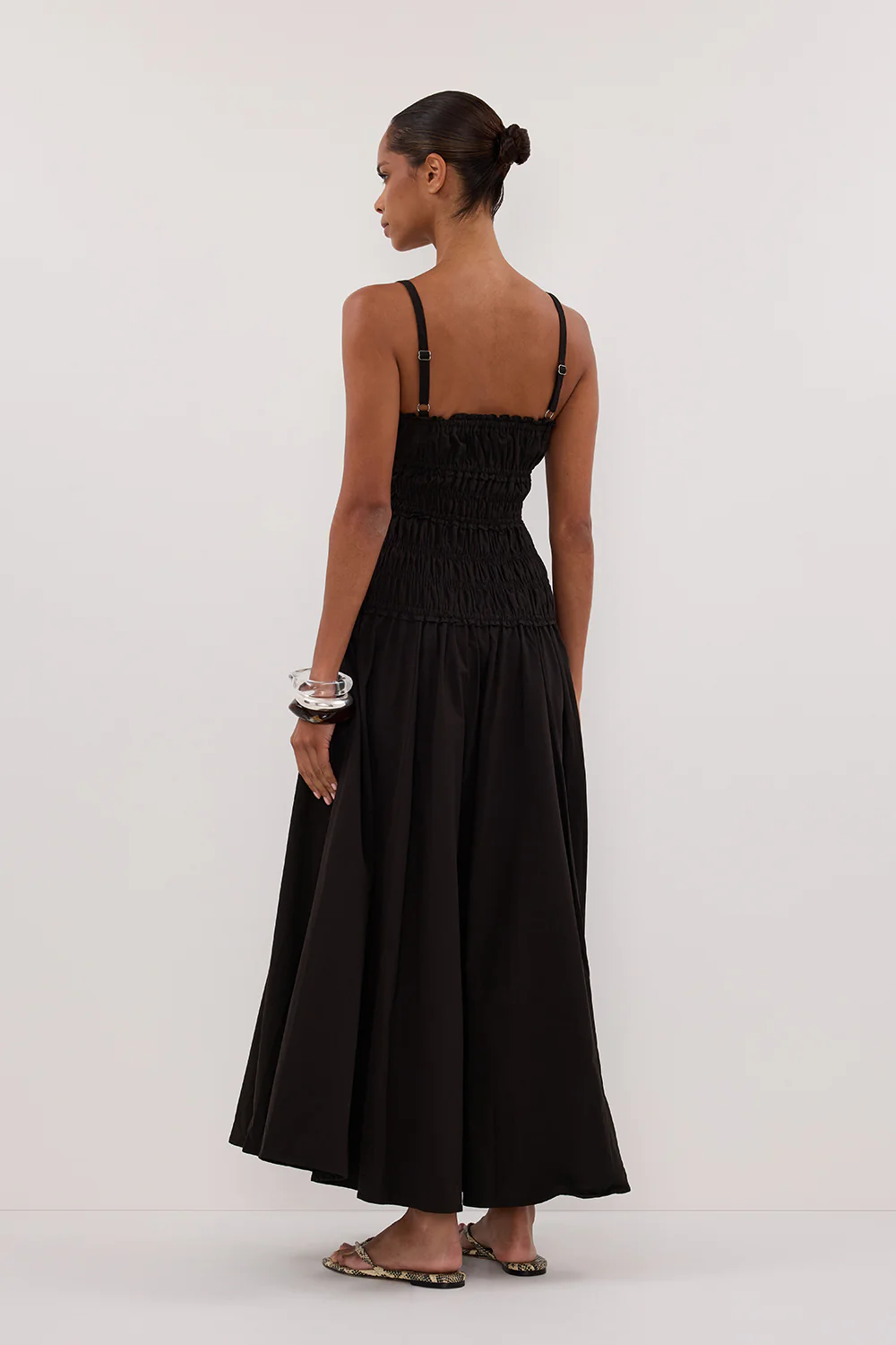 TOBY BLACK COTTON MIDI DRESS - Yukikoi