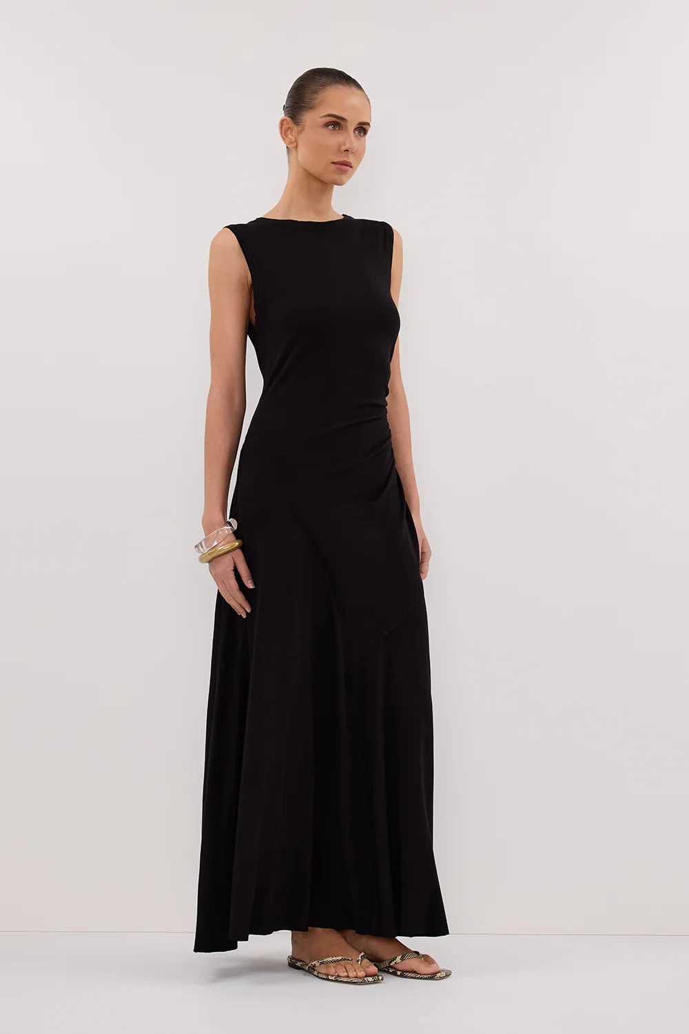 HADLEY BLACK SLEEVELESS KNIT MAXI DRESS - Yukikoi