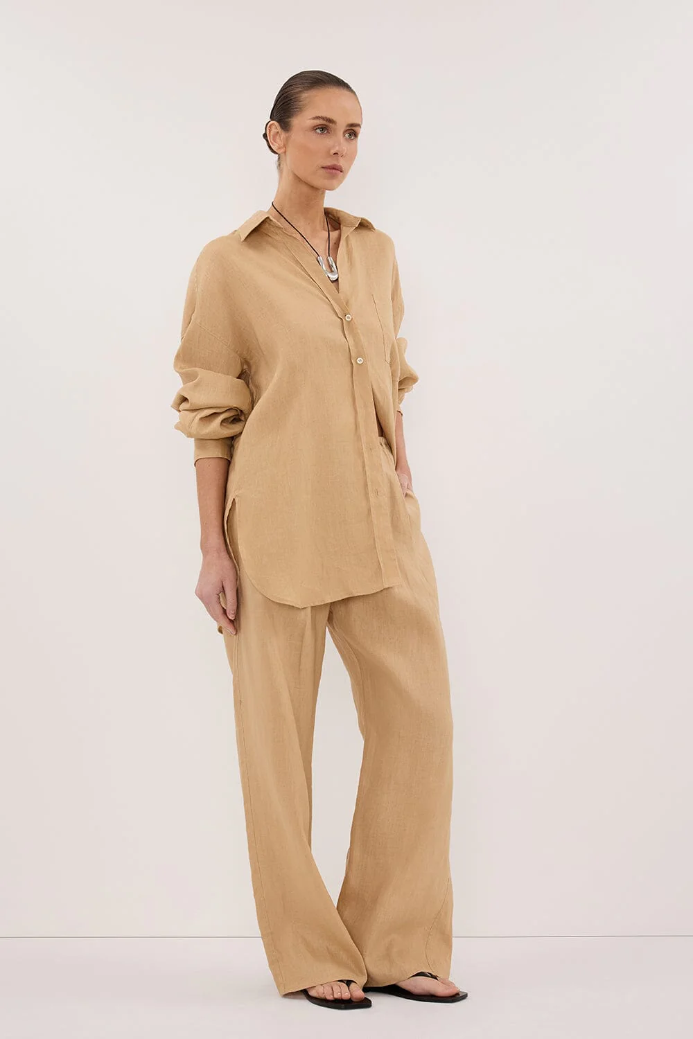 LUNE TAN LINEN PANT - Yukikoi