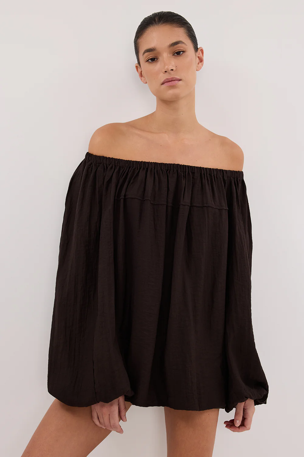 SHANIYA BITTER CHOC LONG SLEEVE TOP - Yukikoi