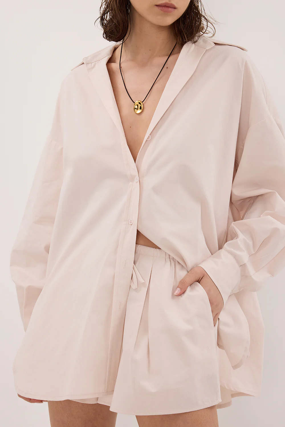 RAQUEL POWDER LONG SLEEVE COTTON POPLIN SHIRT - Yukikoi
