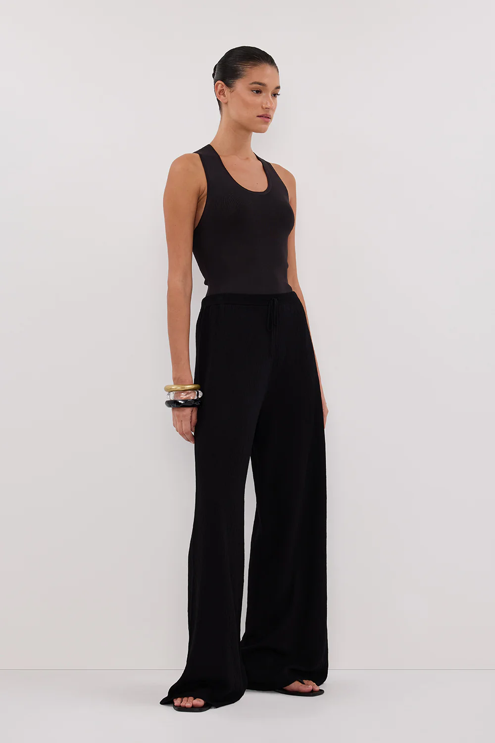 ALIAS BLACK TEXTURED KNIT PANT - Yukikoi