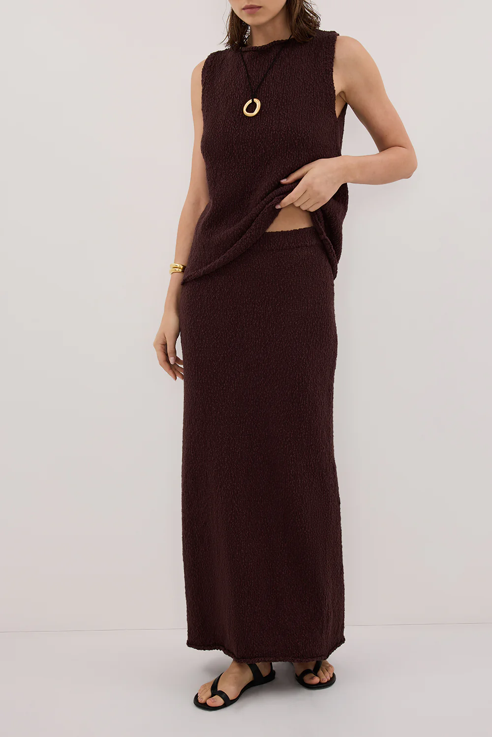 DINA CHOC KNIT MIDI SKIRT - Yukikoi