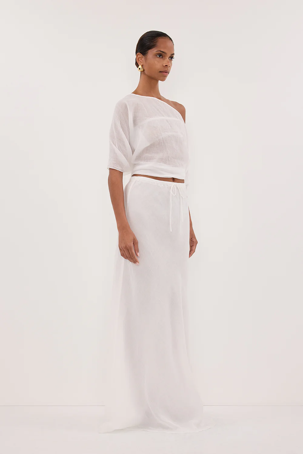 BRIANNE BATWING WHITE RAMIE TOP - Yukikoi