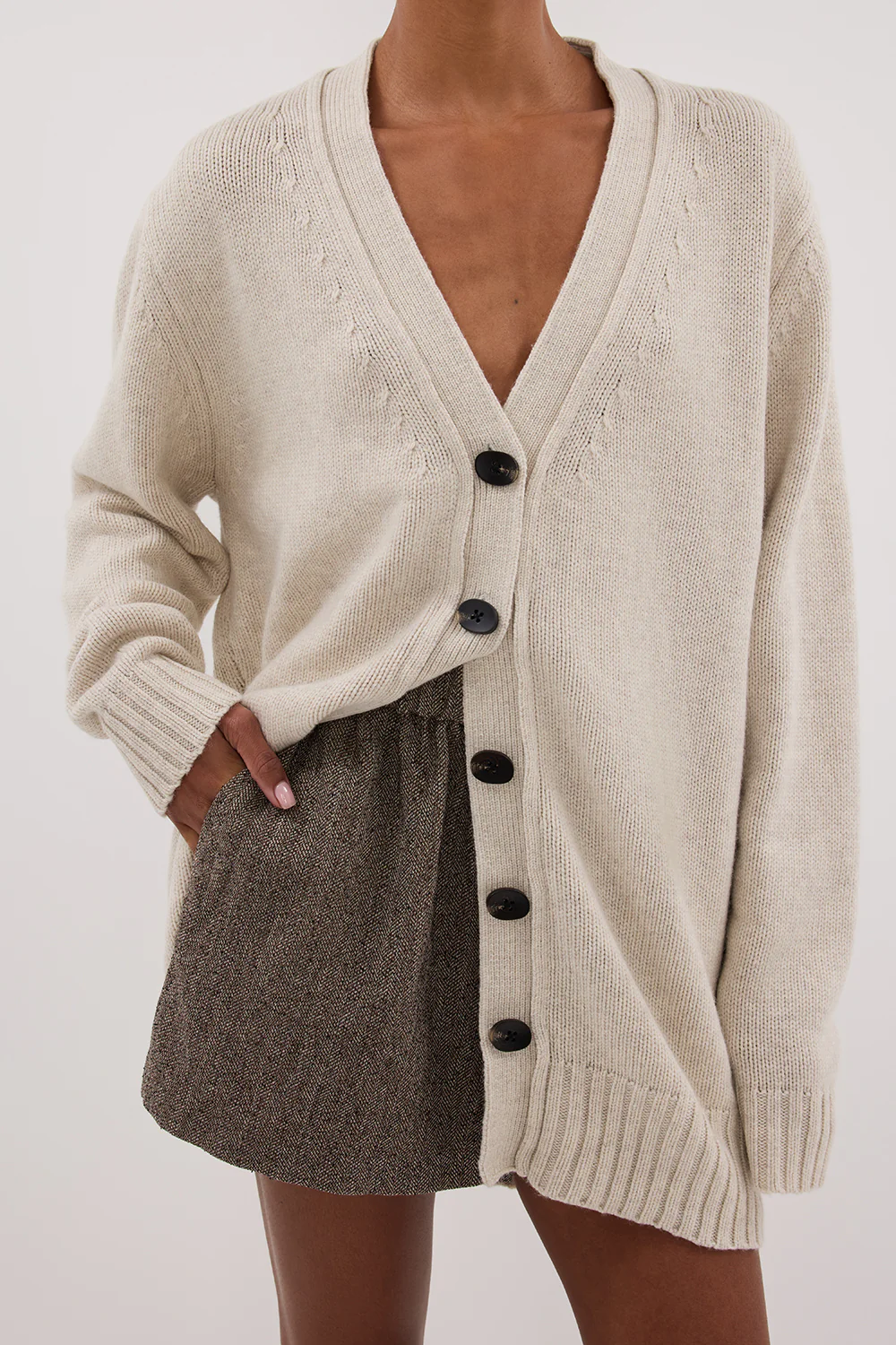 ZOE CHALK LONGLINE CARDIGAN - Yukikoi