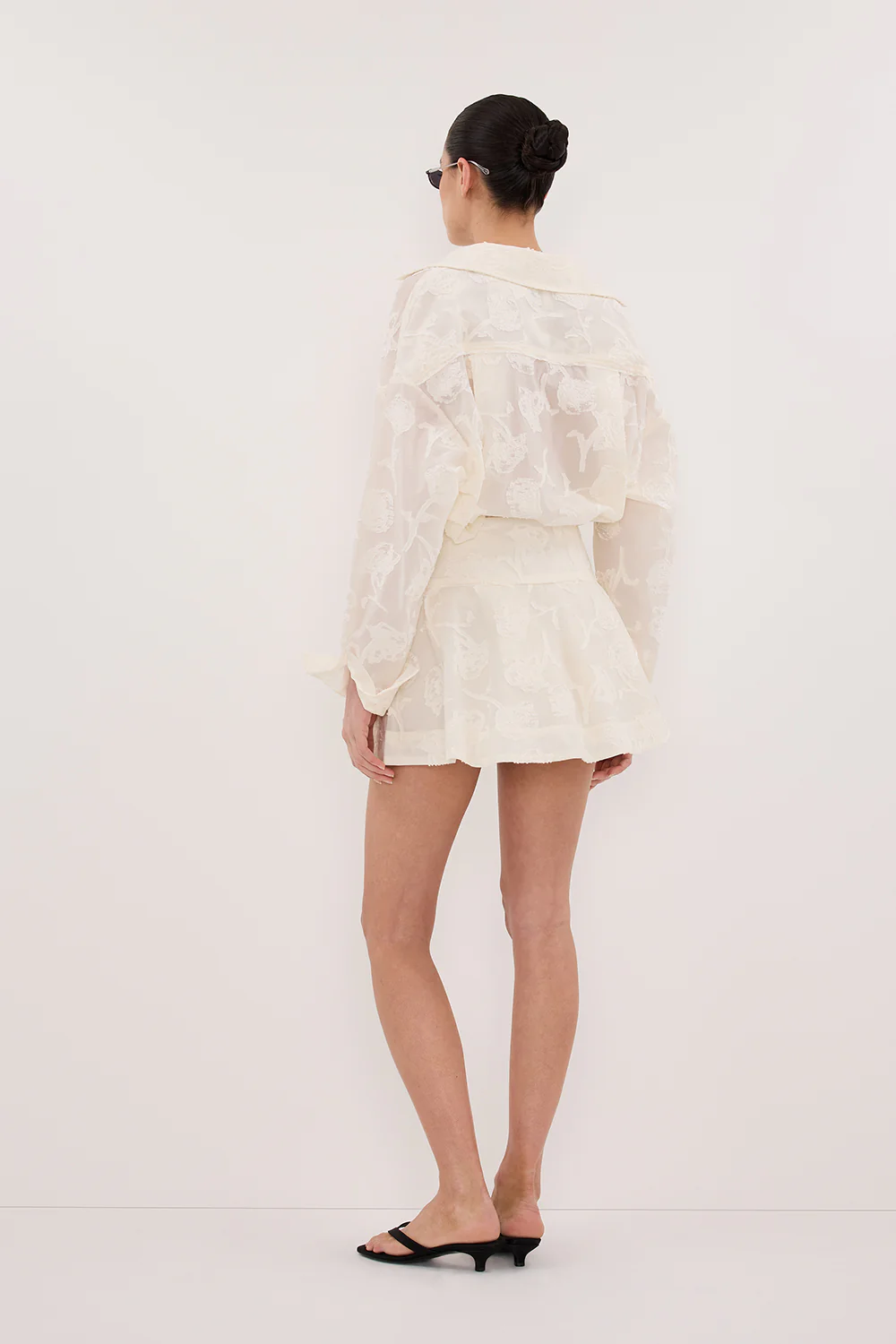 AZALEA OFF WHITE JACQUARD MINI SKIRT - Yukikoi