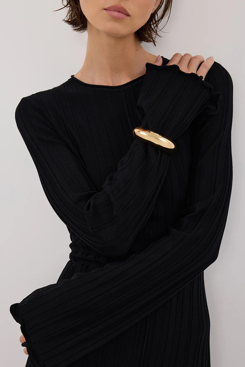 SYLVIA BLACK KNIT MIDI DRESS - Yukikoi