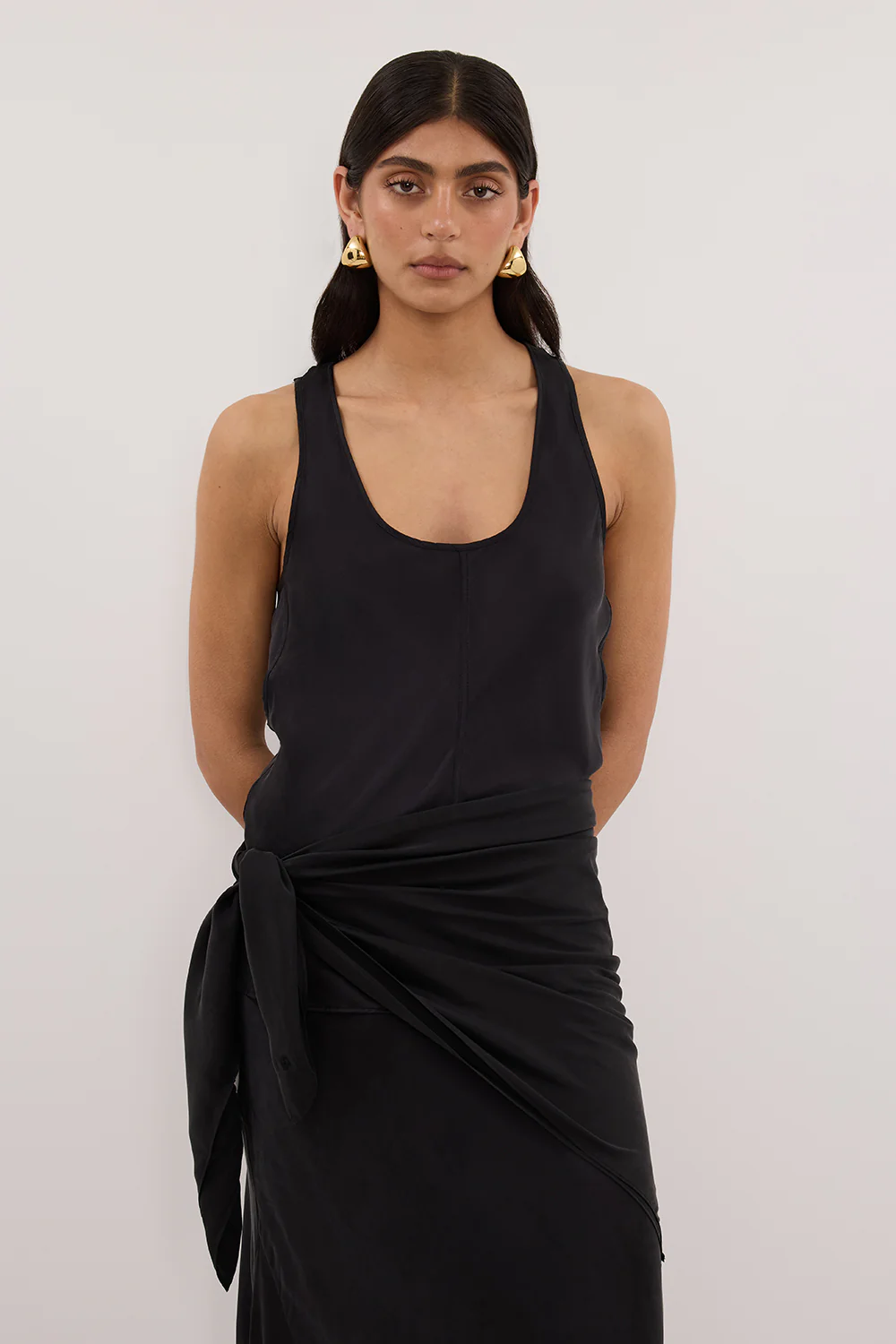 PERCY BLACK SILK SCARF TOP - Yukikoi