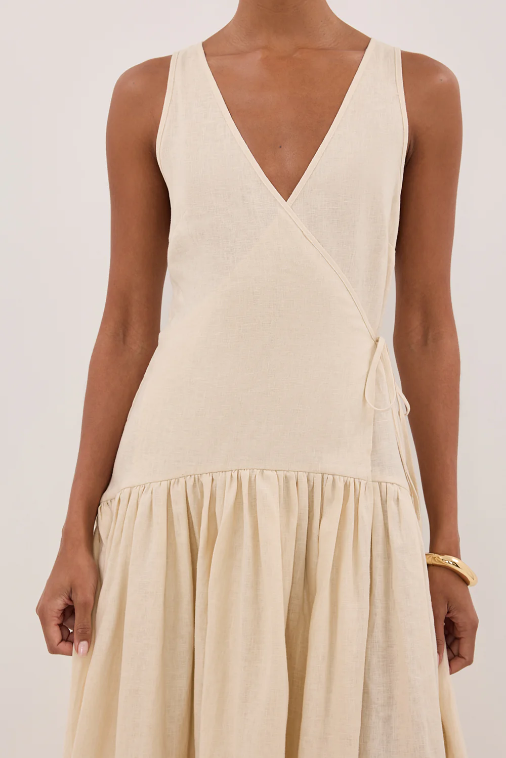 ILIO STRAW LINEN WRAP MIDI DRESS - Yukikoi