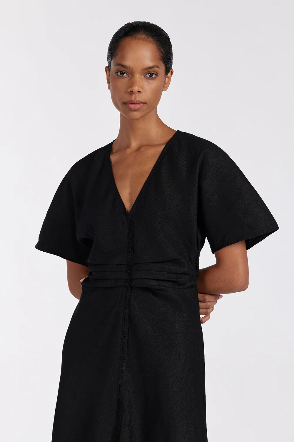 ZAHARA BLACK  FRINGING MIDI DRESS - Yukikoi