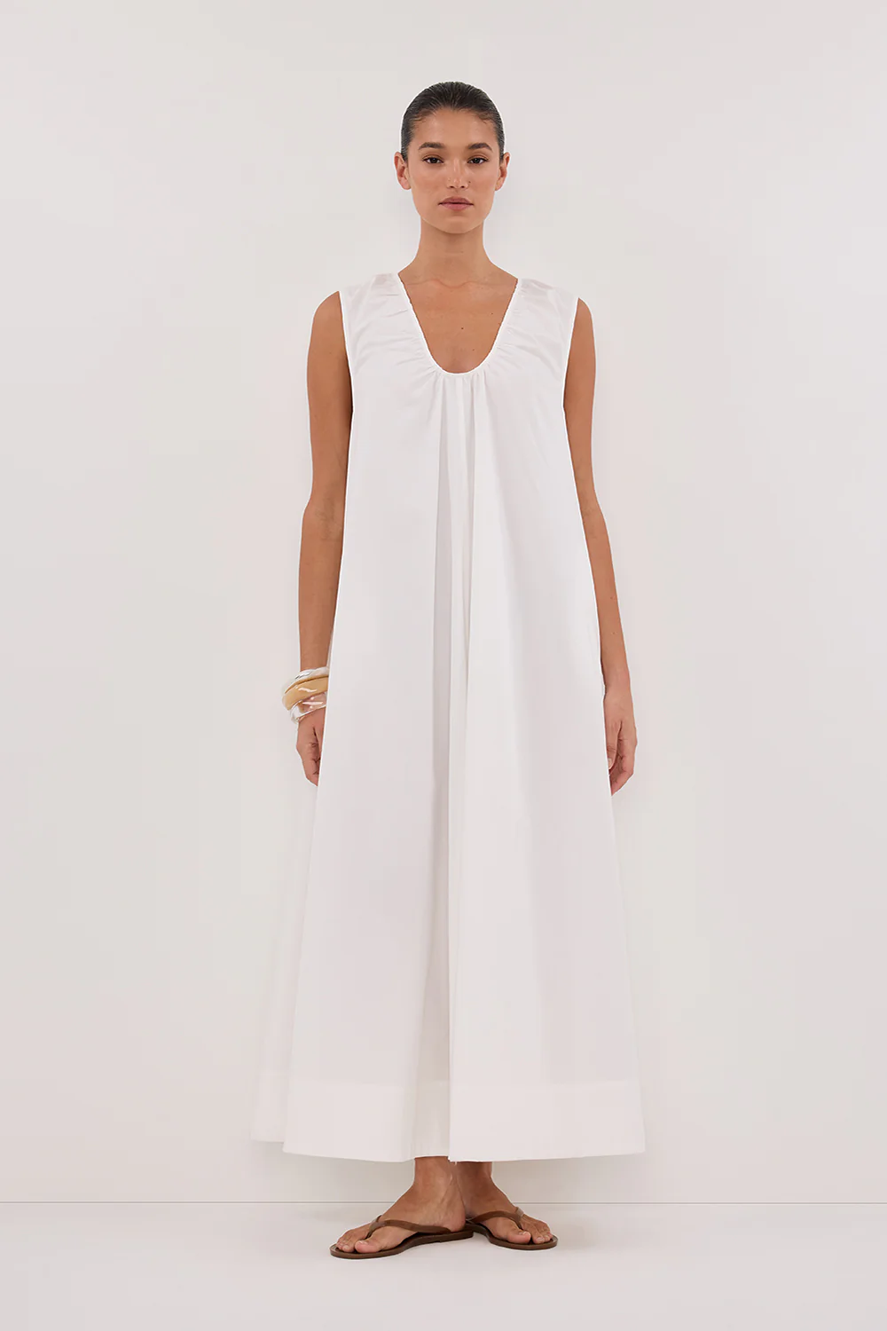 GABBY WHITE OVERSIZED COTTON MIDI DRESS - Yukikoi