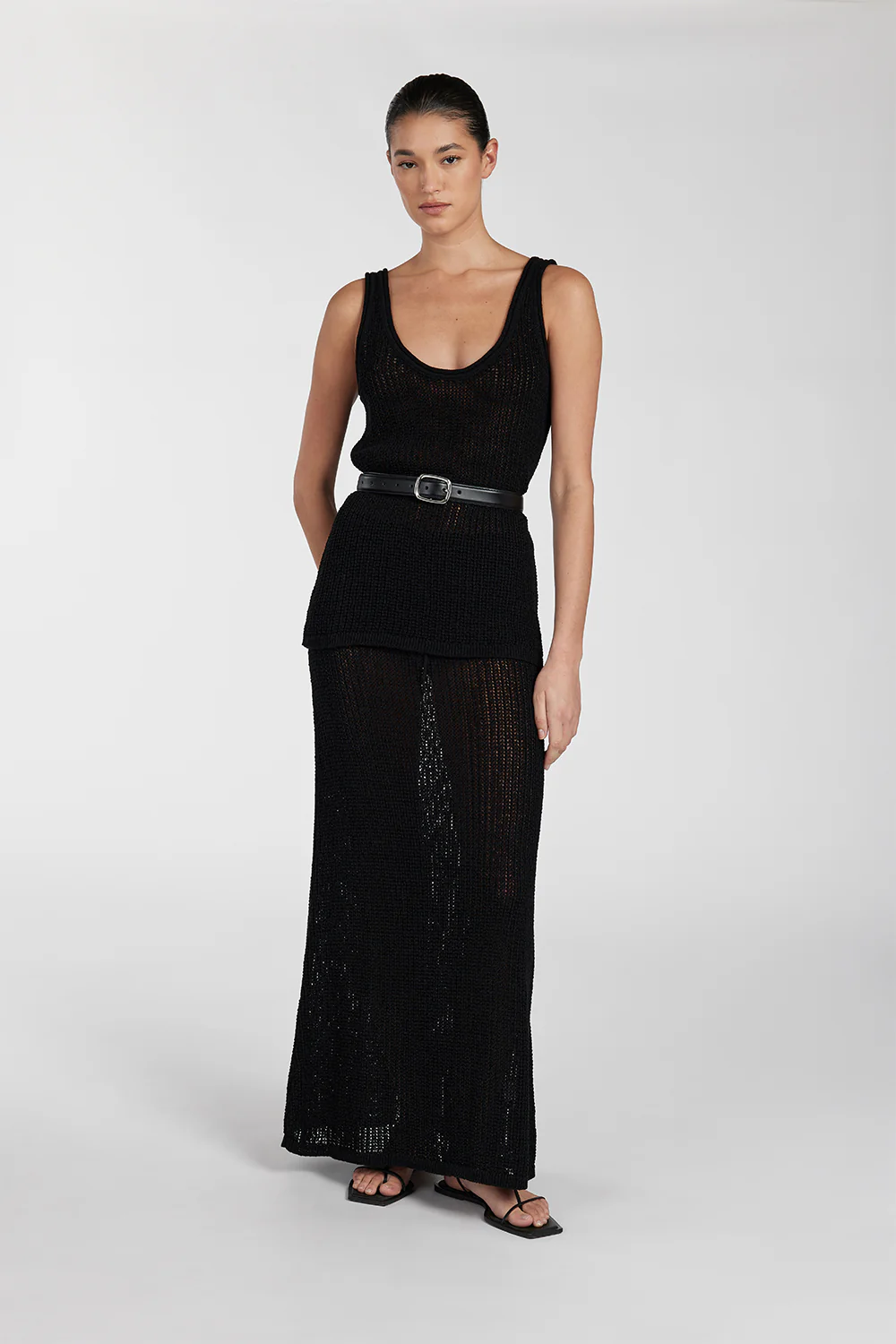 MARGOT BLACK SCOOP CROCHET TANK - Yukikoi