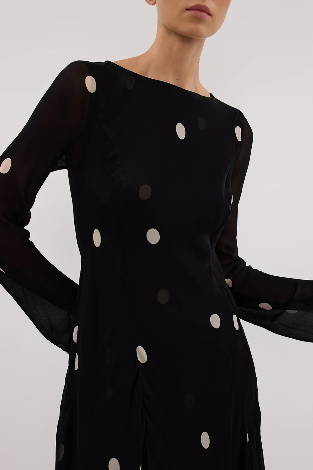 LAURA BLACK SPOT MIDI DRESS - Yukikoi