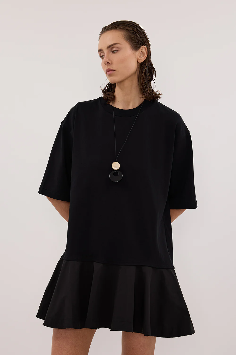 NOAH BLACK SHORT SLEEVE RUFFLE MINI DRESS - Yukikoi
