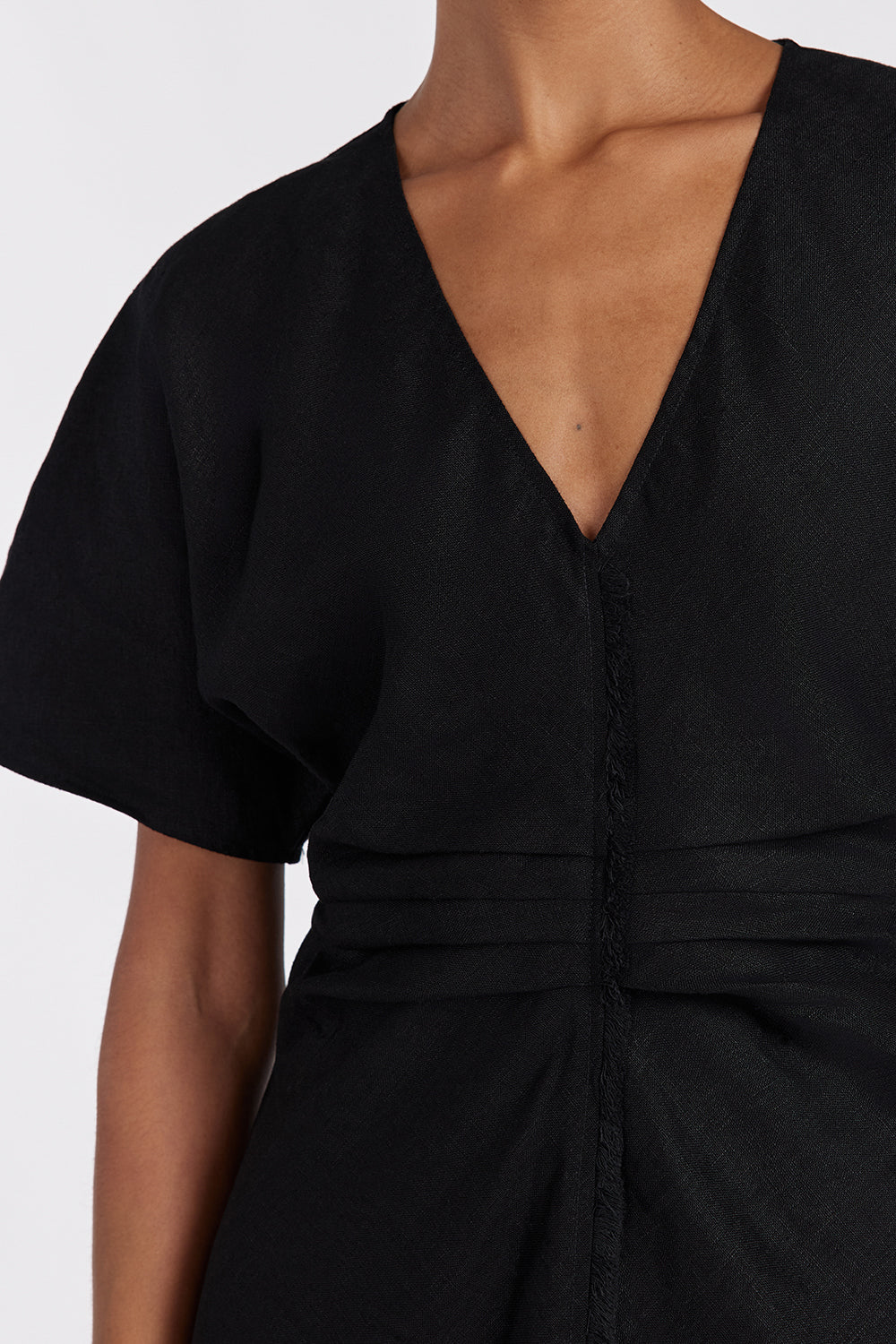 ZAHARA BLACK  FRINGING MIDI DRESS - Yukikoi