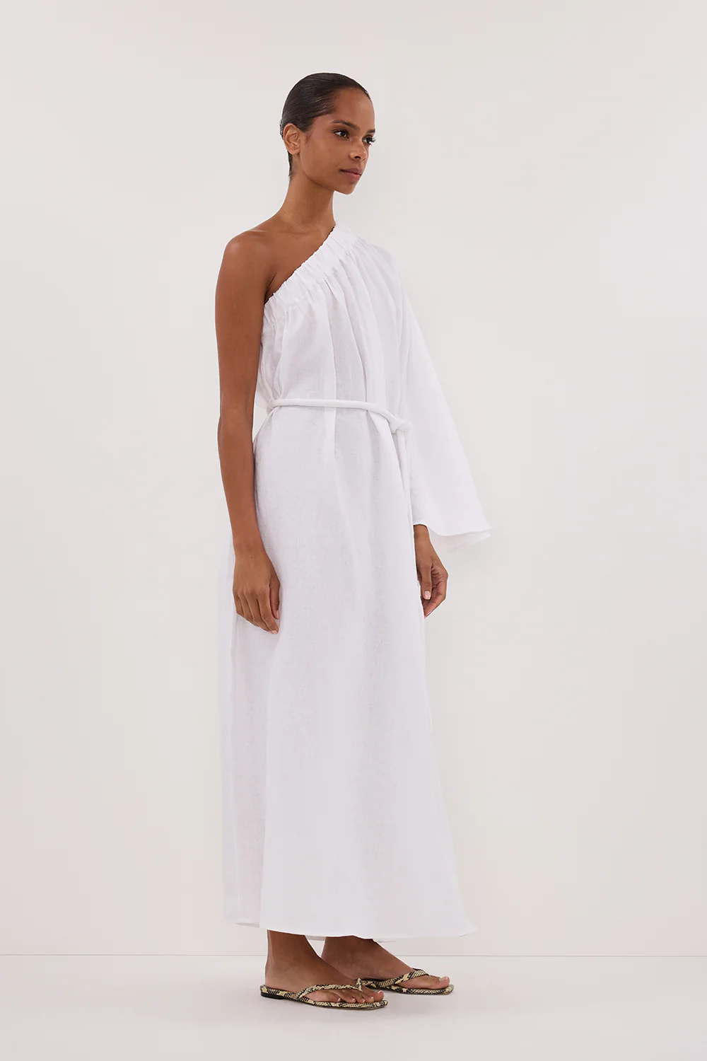 SALLY WHITE LINEN MIDI DRESS - Yukikoi