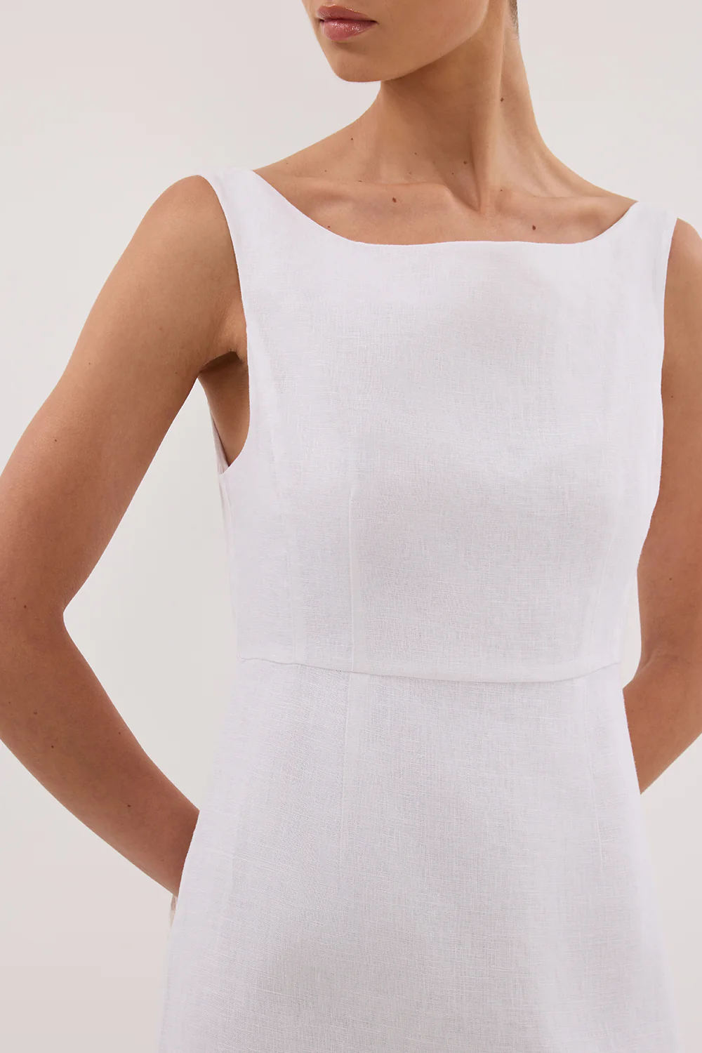 JULE WHITE LINEN MIDI DRESS - Yukikoi