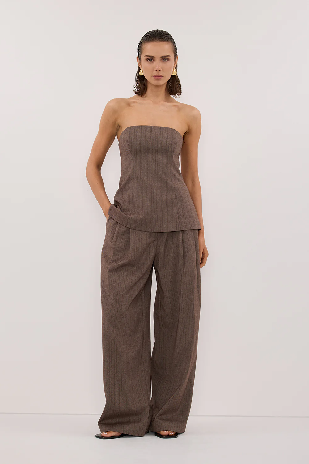 HAILEY CHOC STRIPE RELAXED PANT - Yukikoi