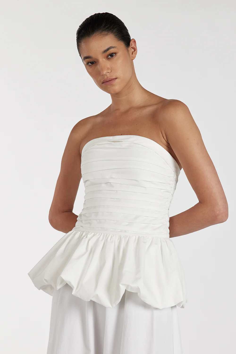PEGGY WHITE COTTON STRAPLESS TOP - Yukikoi