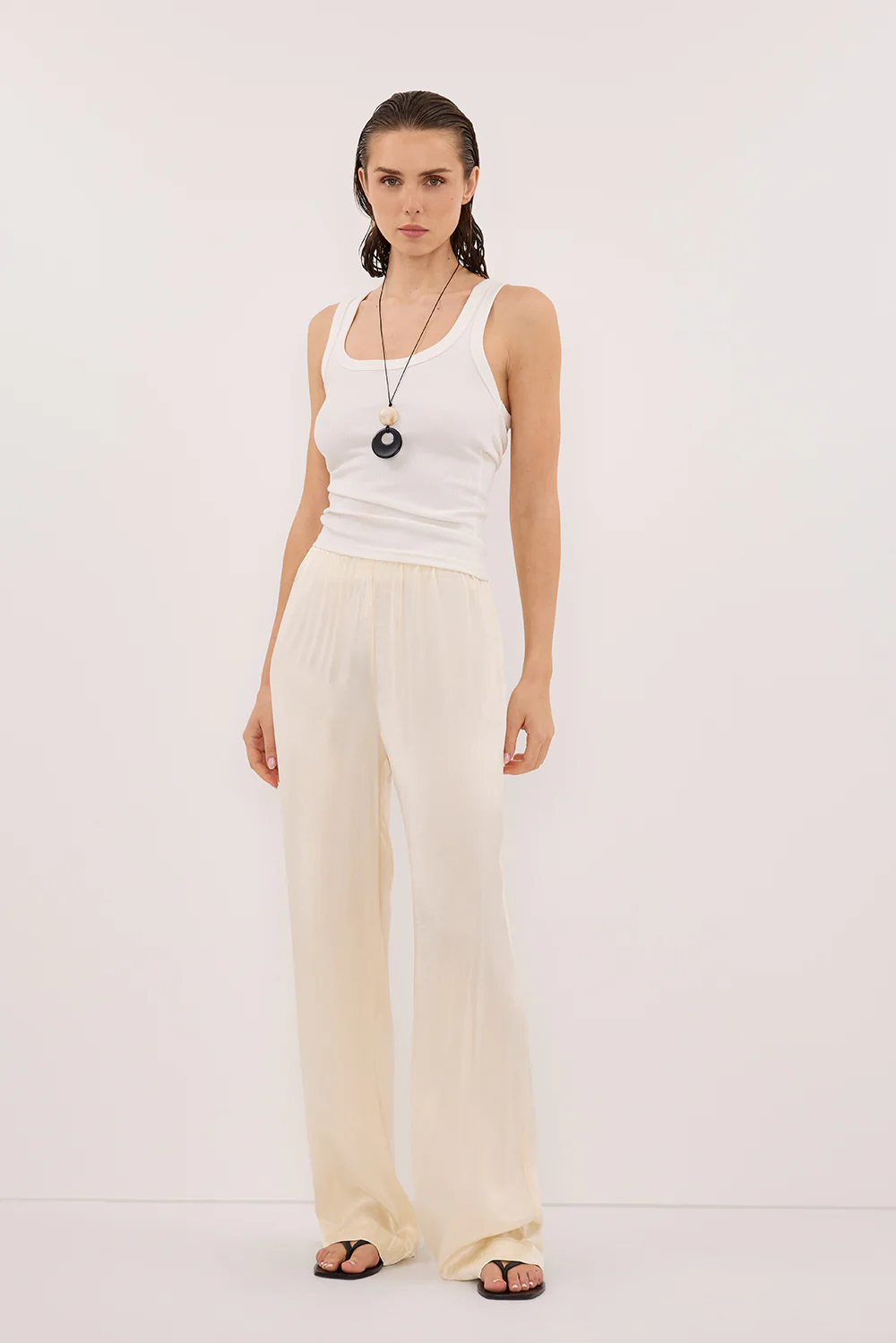 MONICA CREAM SATIN PANT - Yukikoi