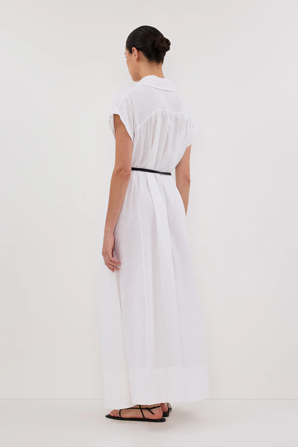 LANA WHITE LINEN MIDI SHIRT DRESS - Yukikoi