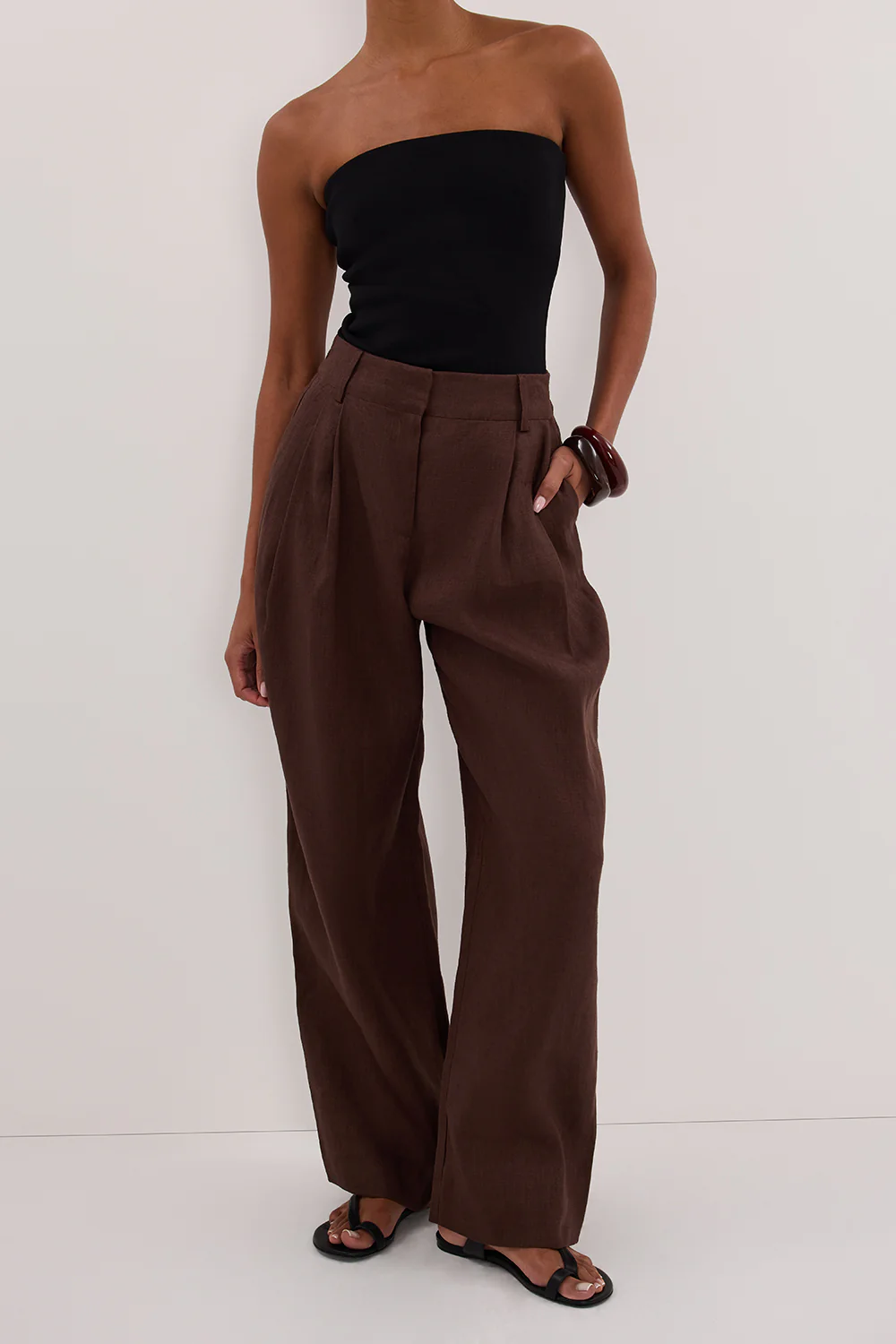FRAN COCOA CHOC LINEN PANT - Yukikoi