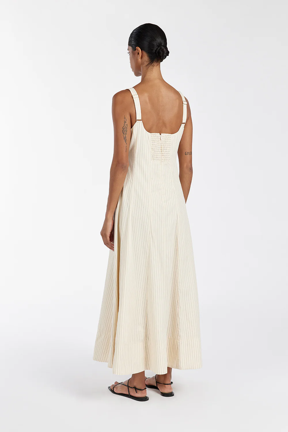 RILEY CREAM STRIPE MIDI DRESS - Yukikoi