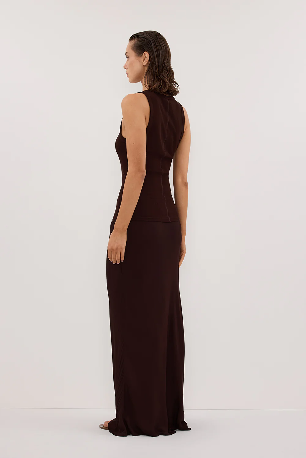 CLARA BURNT CHOC SCOOP NECK TANK TOP - Yukikoi