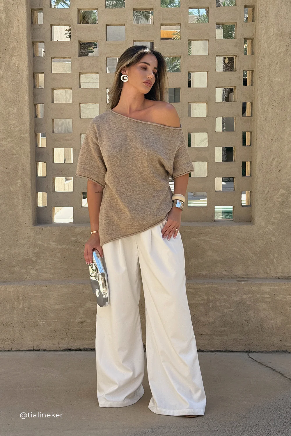 RICK NATURAL ASYM KNIT TOP - Yukikoi