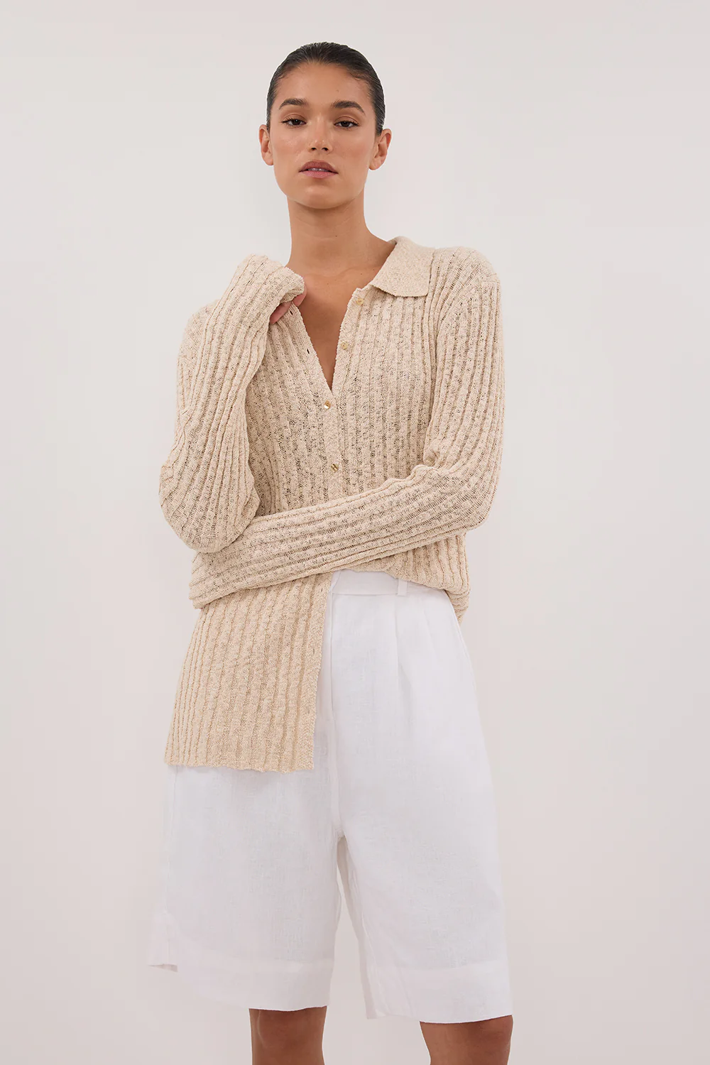 LEN NATURAL LONG SLEEVE KNIT TOP - Yukikoi