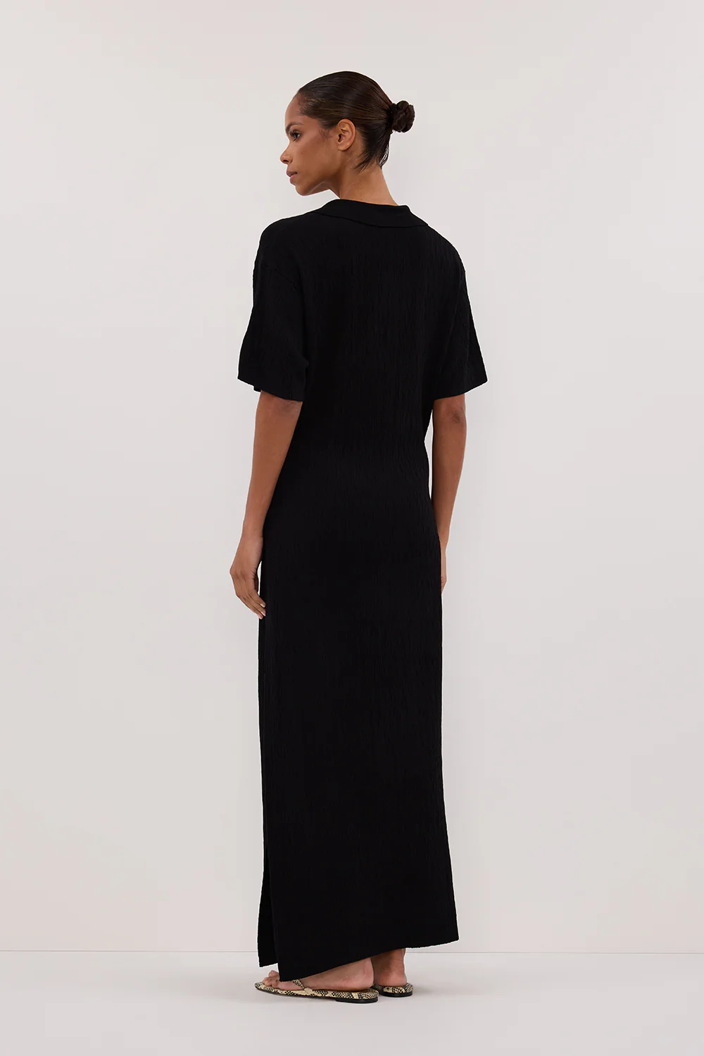 ALIAS BLACK POLO KNIT MIDI DRESS - Yukikoi