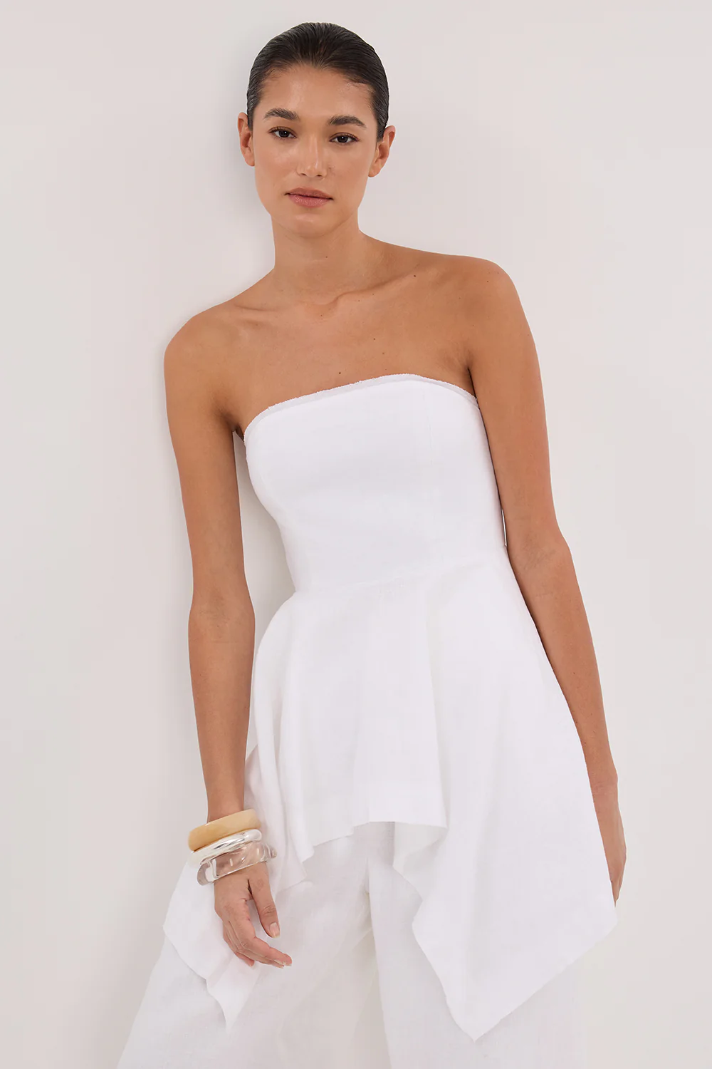 LUNA WHITE LINEN HANDKERCHIEF TOP - Yukikoi