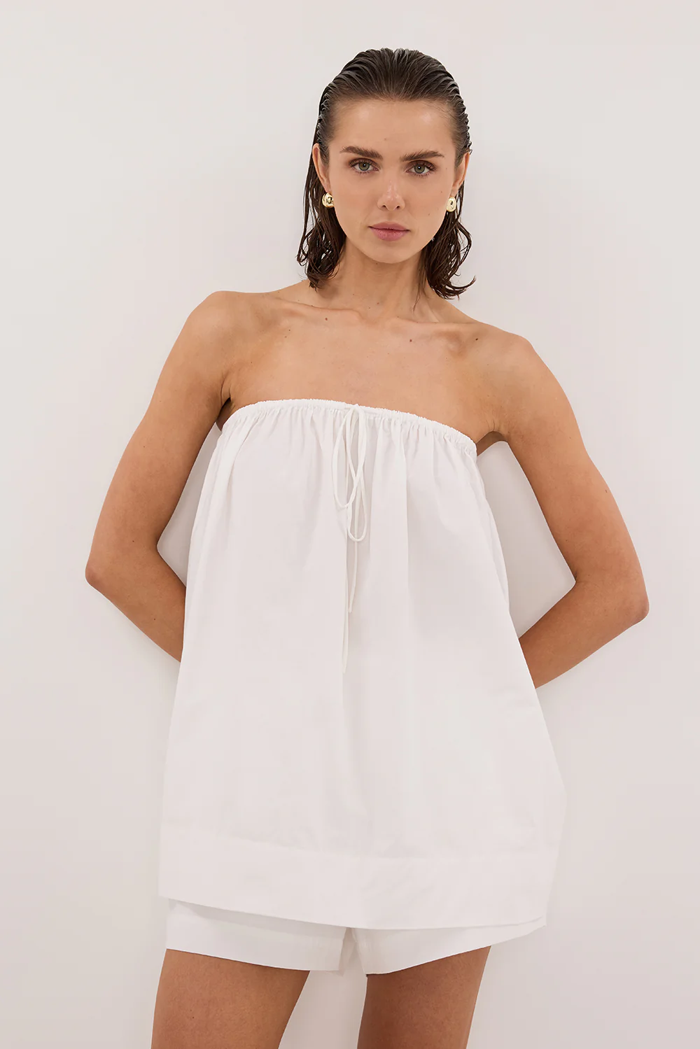 SOMMER WHITE STRAPLESS POPLIN TOP - Yukikoi