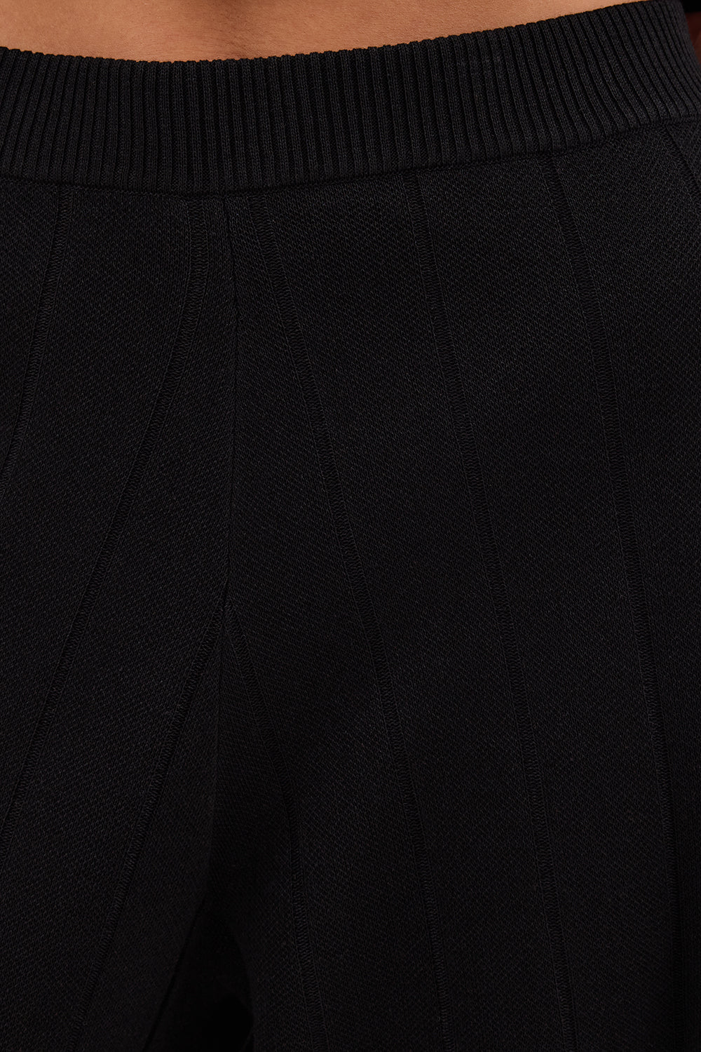 ARIA BLACK FRINGED KNIT PANT - Yukikoi