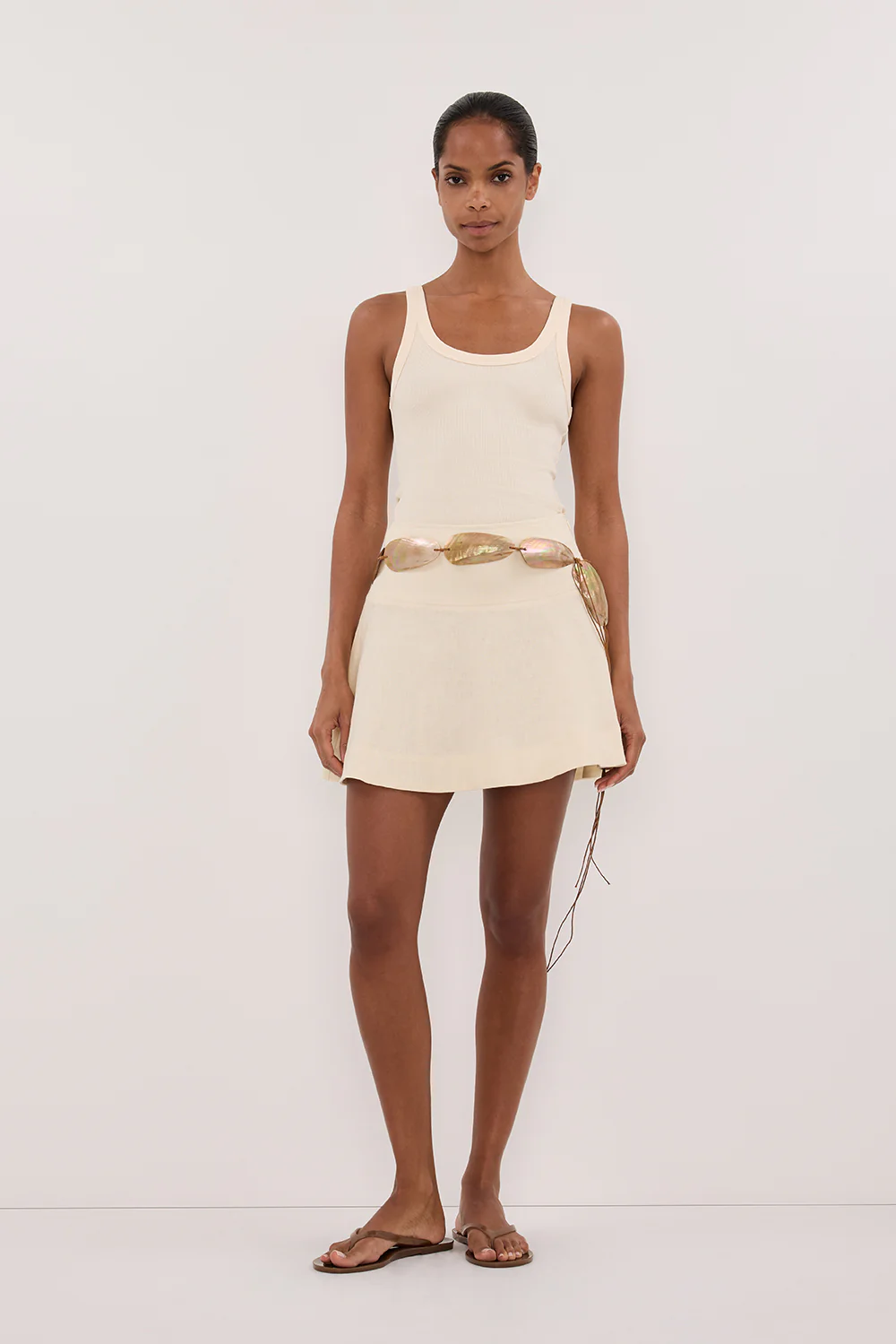 ALEA STRAW LINEN FLOUNCE MINI SKIRT - Yukikoi