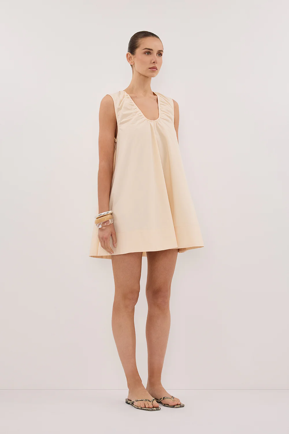 GABBY BUTTERMILK OVERSIZED COTTON MINI DRESS - Yukikoi