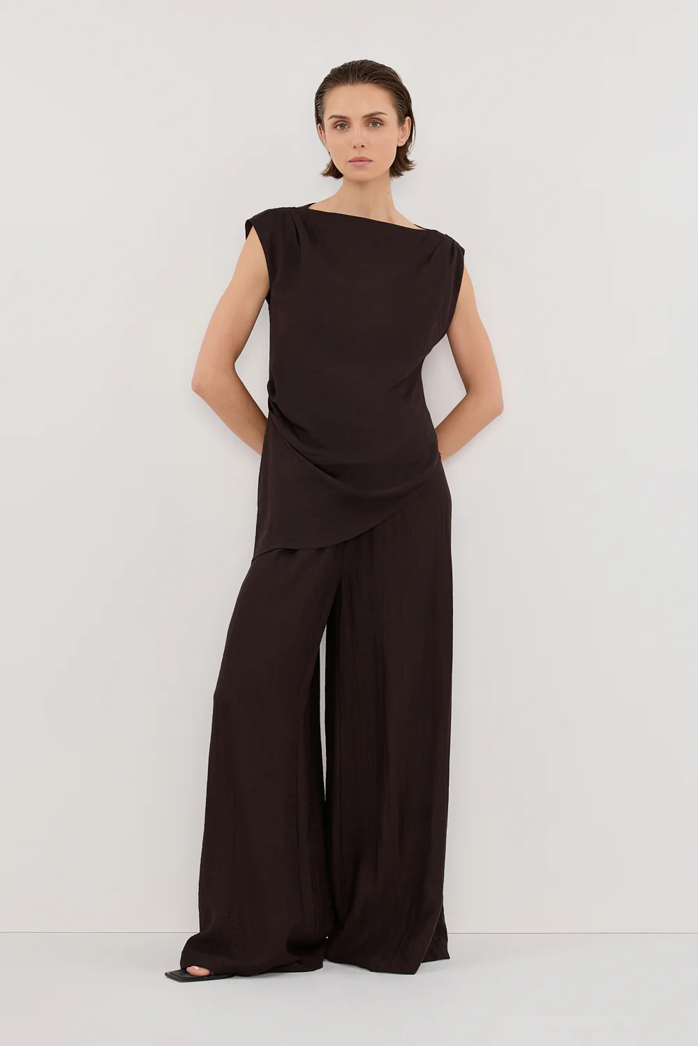 SHYLA BITTER CHOC ASYMMETRICAL TOP - Yukikoi