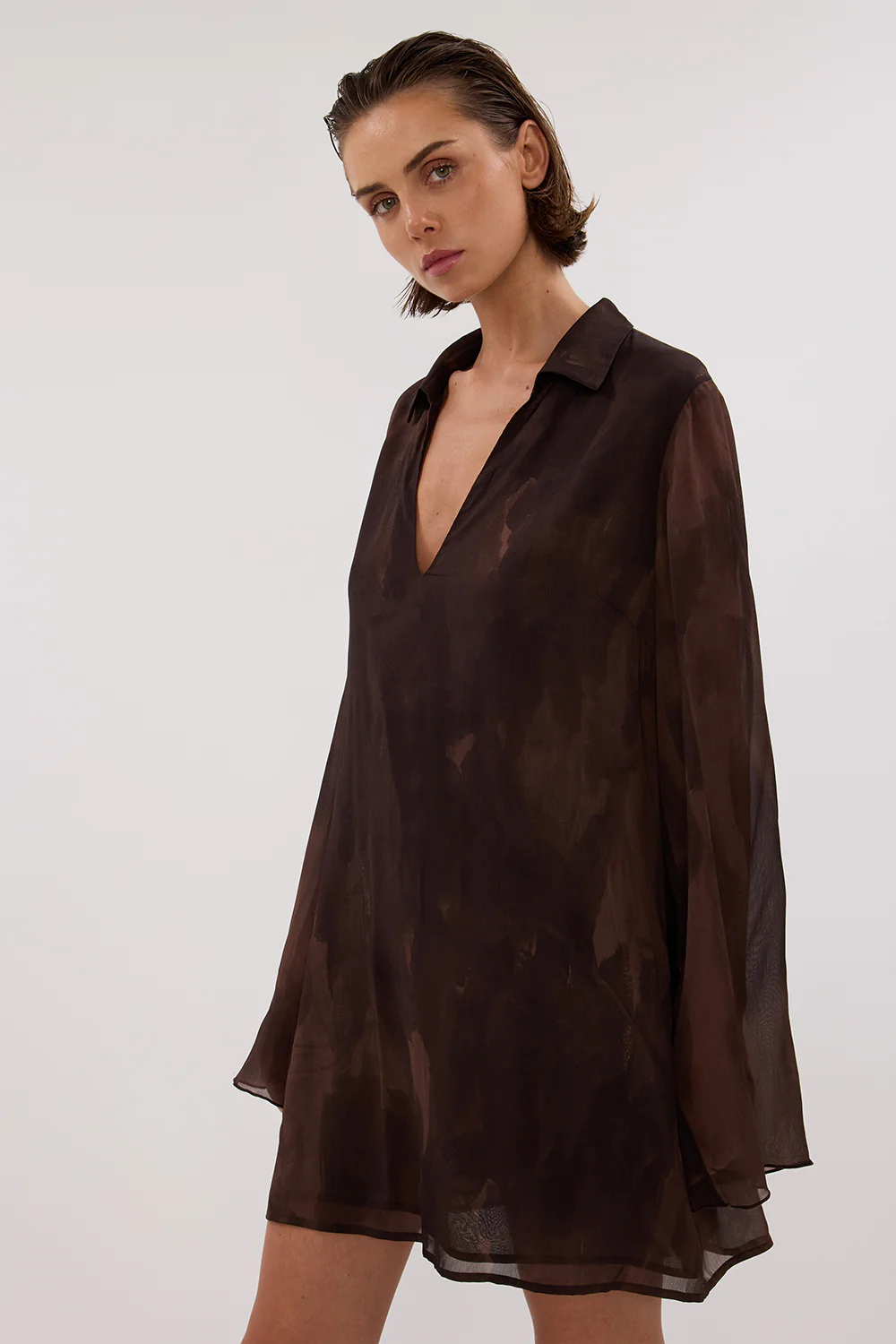 WILLOW CHOC LONG SLEEVE MINI DRESS - Yukikoi