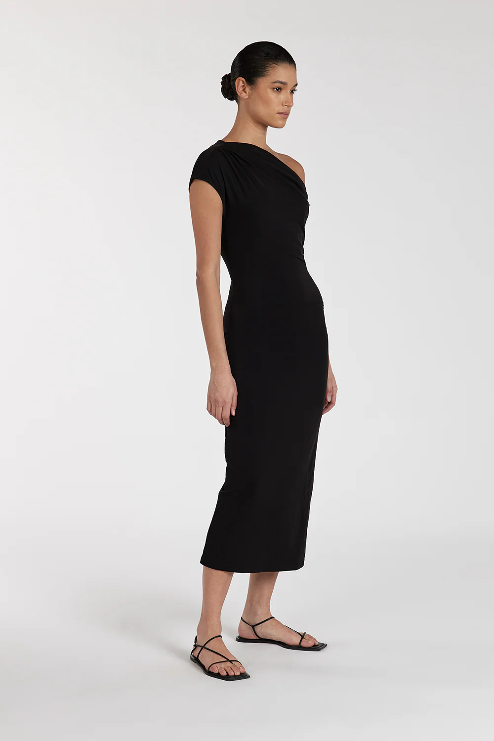 RIO WASHED BLACK DRAPED MAXI DRESS - Yukikoi