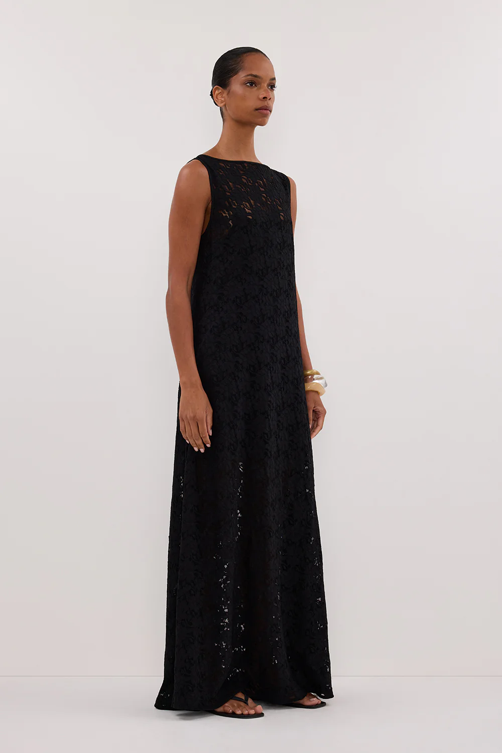 LOULA BLACK LACE MIDI DRESS - Yukikoi