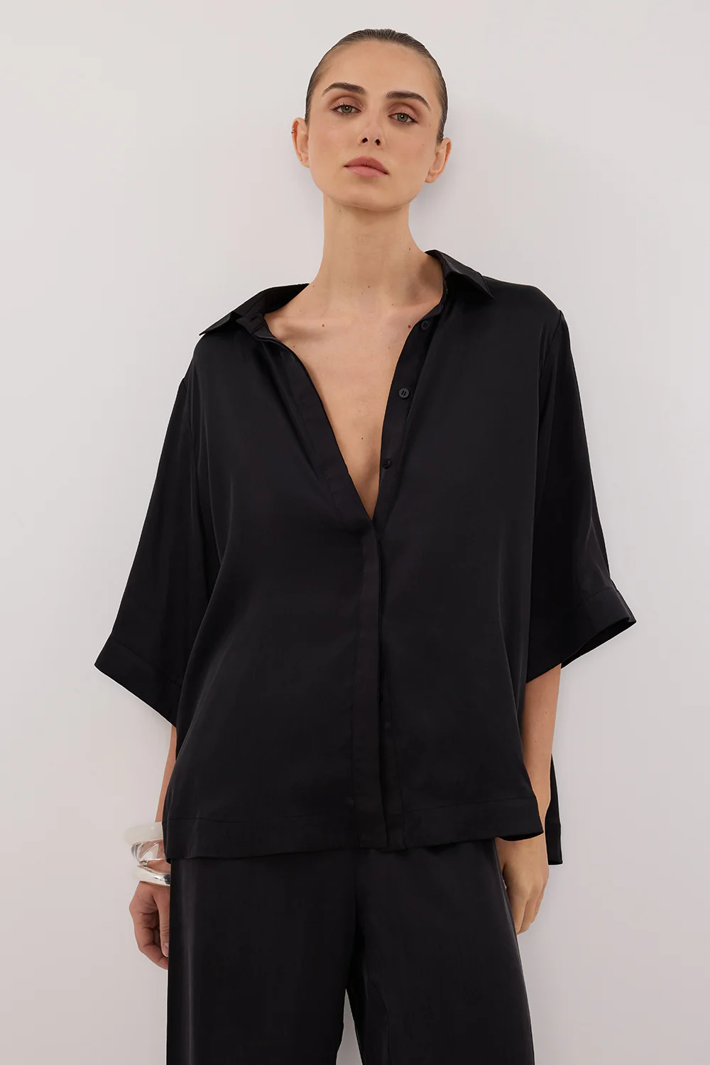 PERCY BLACK SILK SHIRT - Yukikoi