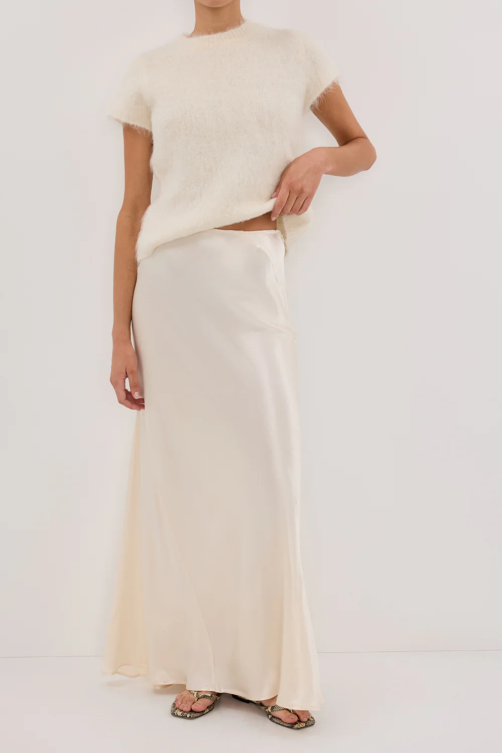 CHARLI CREAM SATIN MAXI SKIRT - Yukikoi