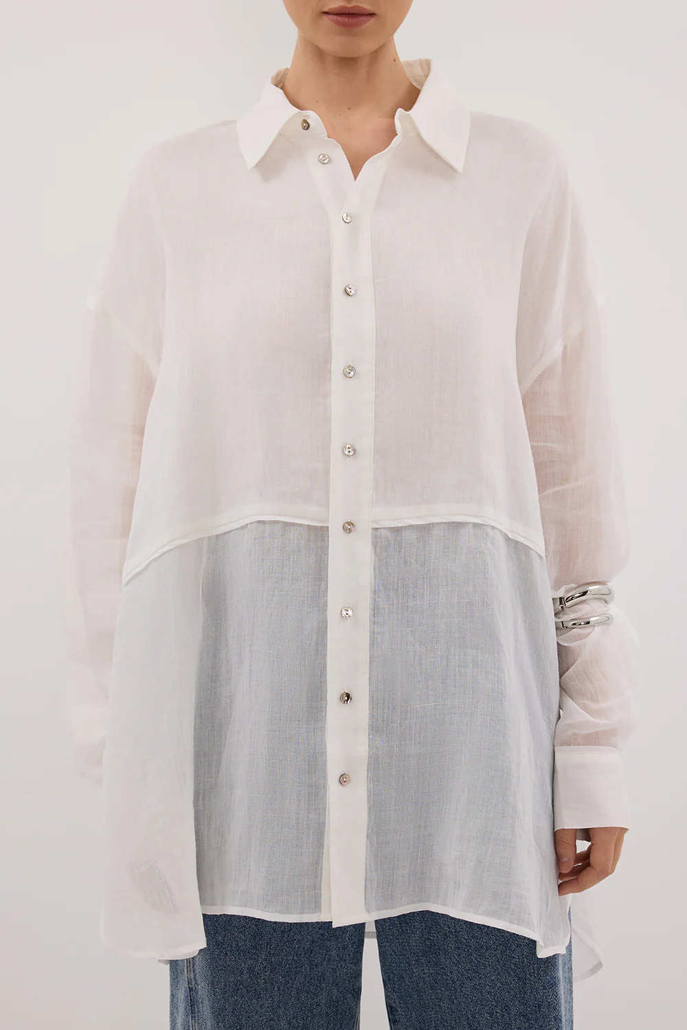 GIGI WHITE RAMIE LONG SLEEVE SHIRT - Yukikoi