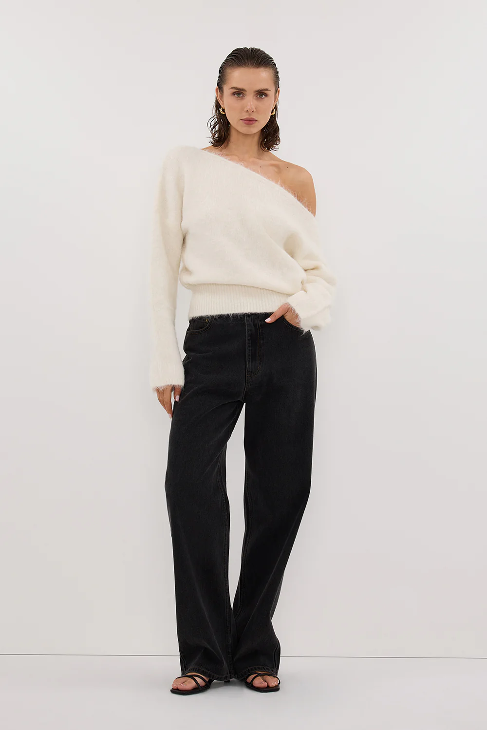 SALMA IVORY ASYM KNIT JUMPER - Yukikoi