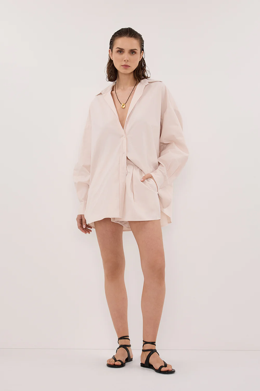 RAQUEL POWDER LONG SLEEVE COTTON POPLIN SHIRT - Yukikoi