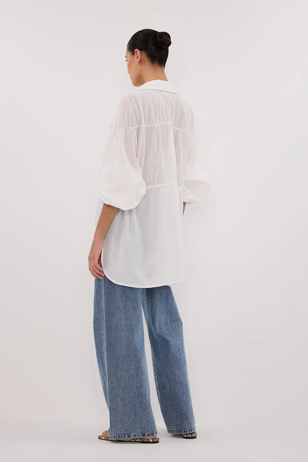 FLOYCE WHITE LINEN LONG SLEEVE TOP - Yukikoi